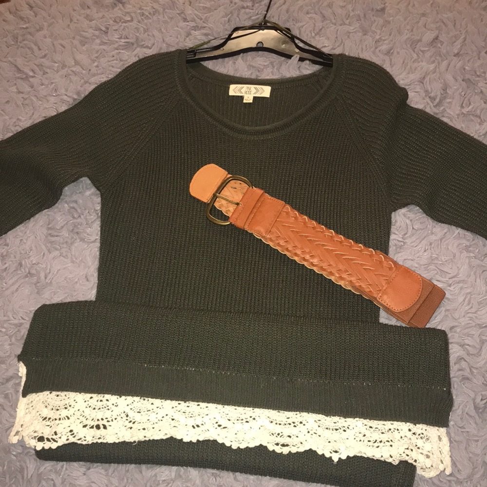 Pink Rose cropped sleeve sweater dress
